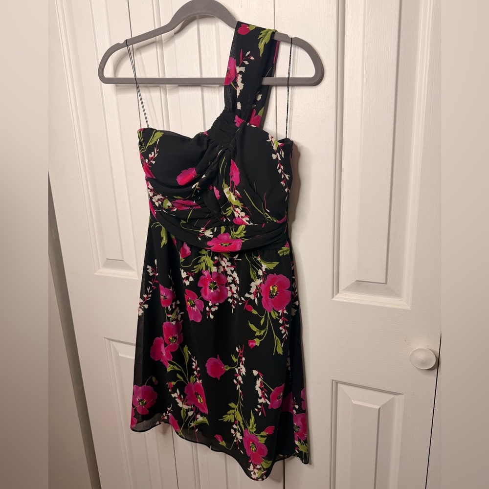 dELiA*s One Shoulder Black and Pink Floral Dress